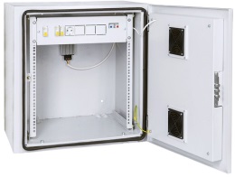 картинка Настенный двухсекционный шкаф 19", 9U, металлическая дверь, промышленный, степень защиты IP55, Ш600хВ504хГ600мм, серый. 