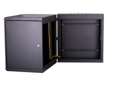 картинка Настенный двухсекционный  шкаф 19", 18U, металлическая дверь, промышленный, степень защиты IP55, Ш600хВ904хГ600мм, черный. 